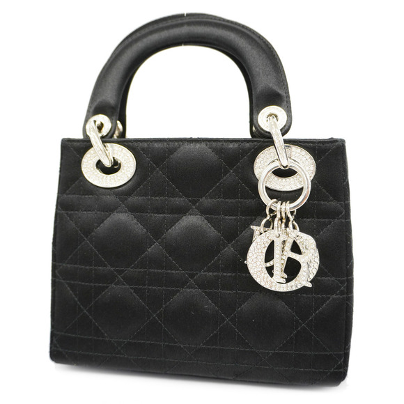 Christian Dior Handbag Satin Black Silver - Picture 1 of 8